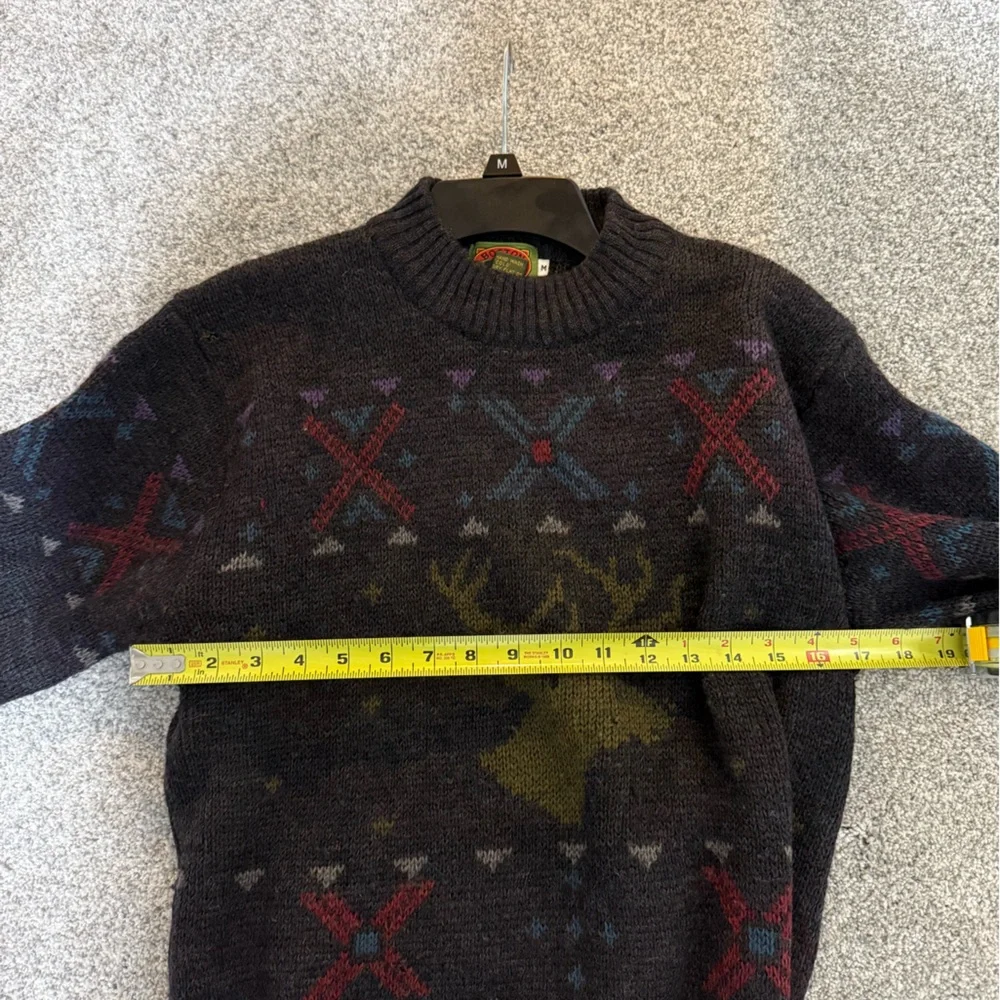 Vintage Boston Traders Deer Grandpa Sweater M Pure Wool Rare Nature VTG - Picture 6 of 6